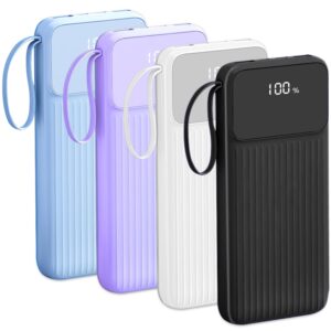 🚀 20000mAh Power Bank with Built-in Cables - 22.5W Fast Charging Portable Charger (6-in-1)