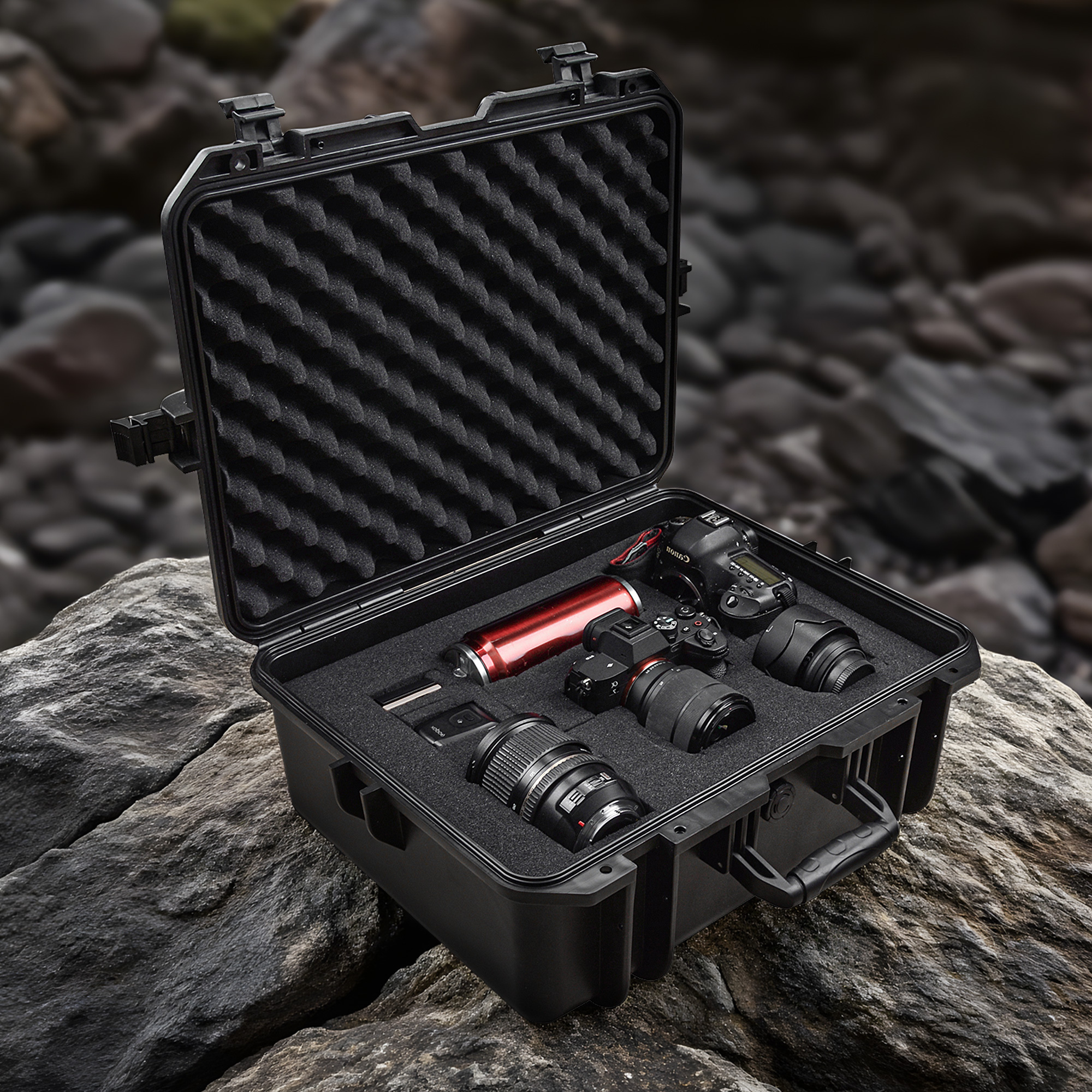 18.9x16.5x8.7 Inch Hard Case, Portable Weather Waterproof Protective Camera Case With Customizable Foam, Fit Use Of Drones, Camera, Equipments, Black, Upgraded - Image 2