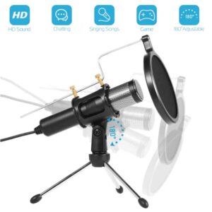 Professional Condenser Microphone With 180 Degree Tripod Popular Filter